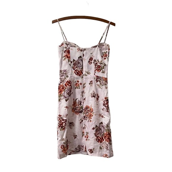 Brock Collection X H&M Womens Pink Floral Bustier Lyocell Linen Mini Dress XS - Picture 5 of 7